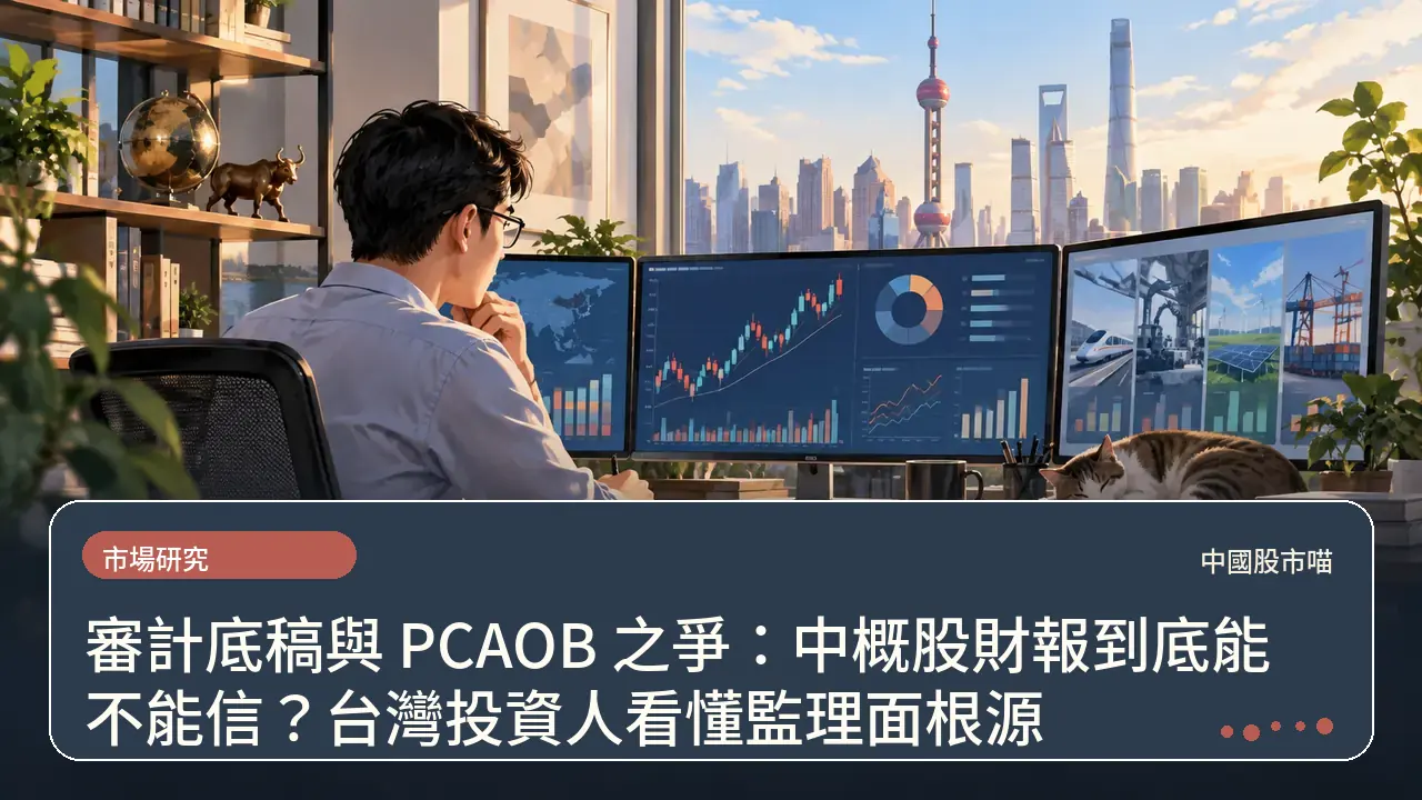 審計底稿與 PCAOB 之爭：中概股財報到底能不能信？台灣投資人看懂監理面根源主題插畫