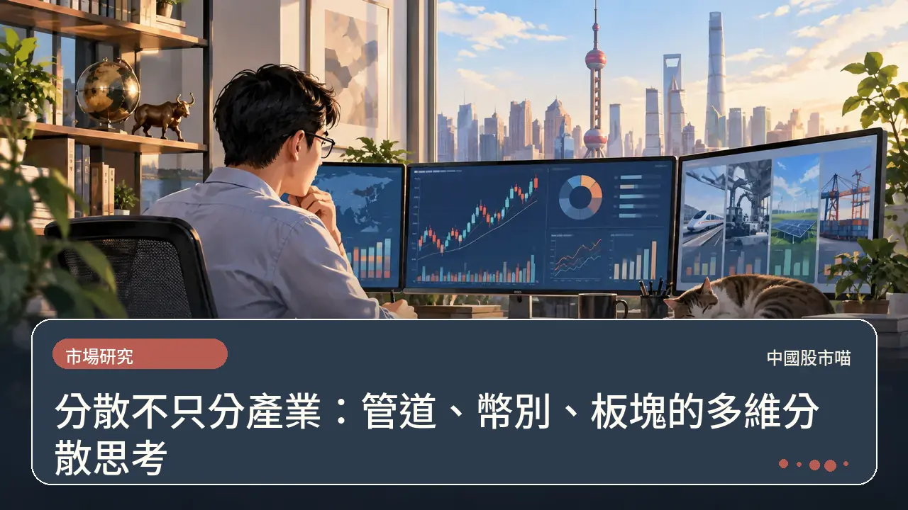 分散不只分產業：管道、幣別、板塊的多維分散思考主題插畫