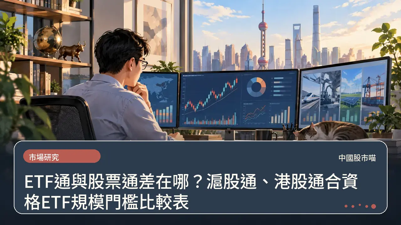ETF通與股票通差在哪？滬股通、港股通合資格ETF規模門檻比較表主題插畫
