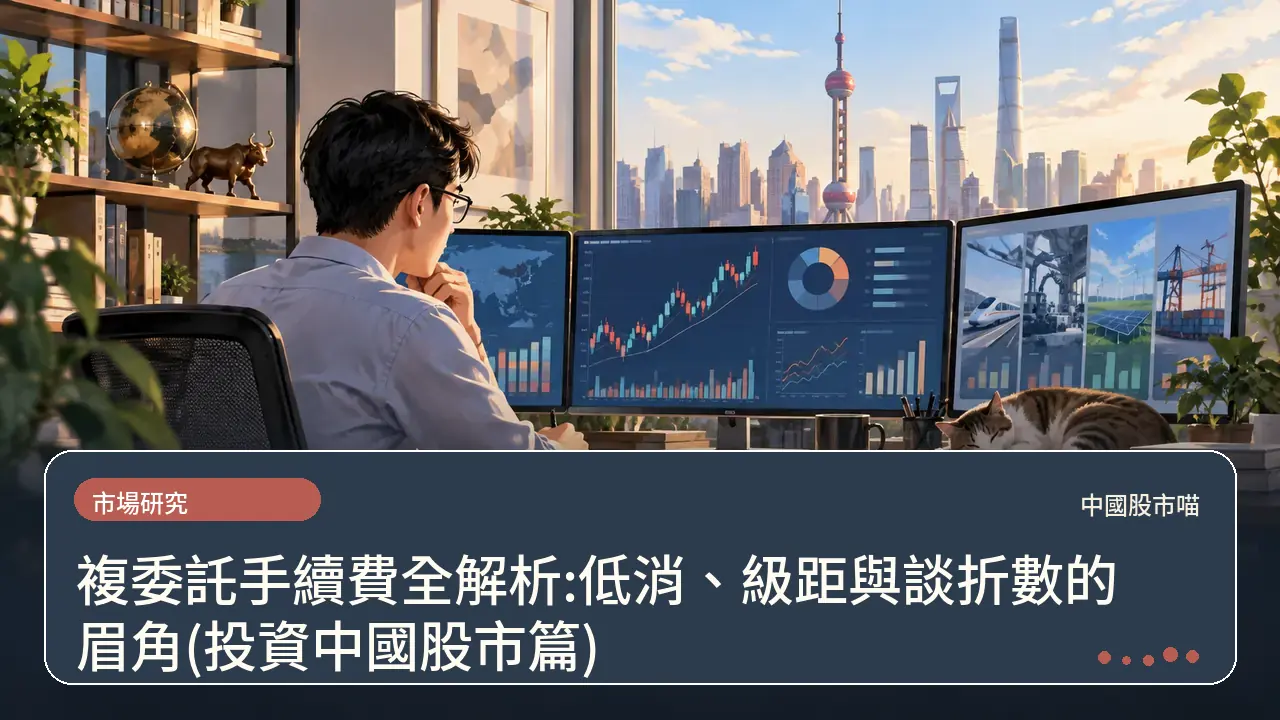 複委託手續費全解析:低消、級距與談折數的眉角(投資中國股市篇)主題插畫
