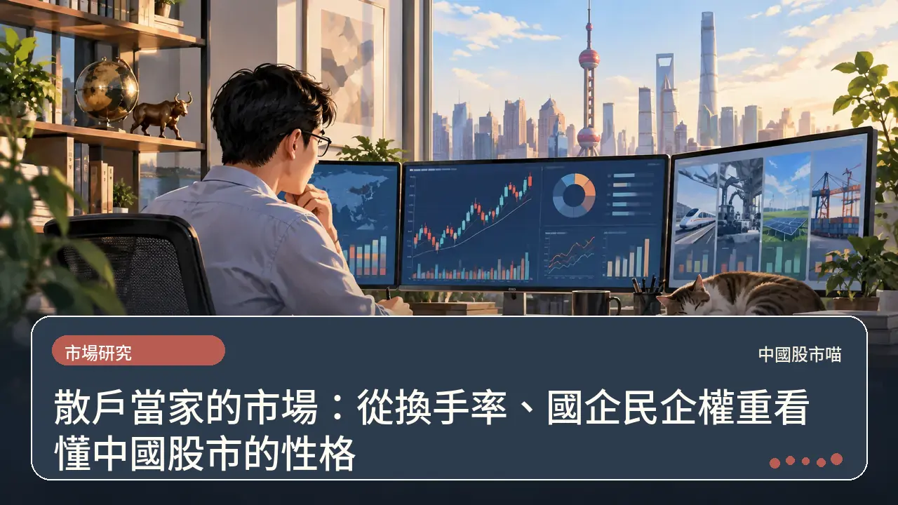 散戶當家的市場：從換手率、國企民企權重看懂中國股市的性格主題插畫