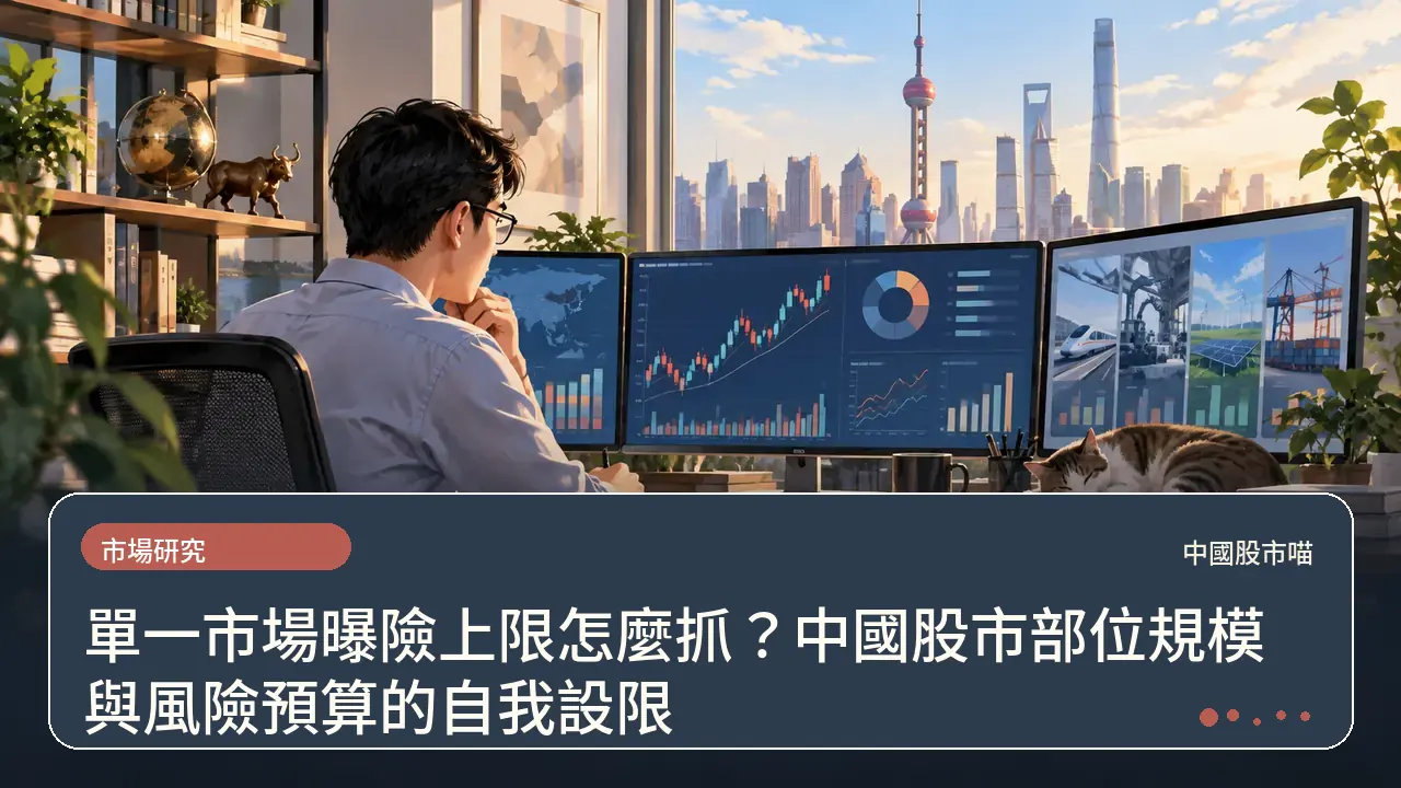 單一市場曝險上限怎麼抓？中國股市部位規模與風險預算的自我設限主題插畫