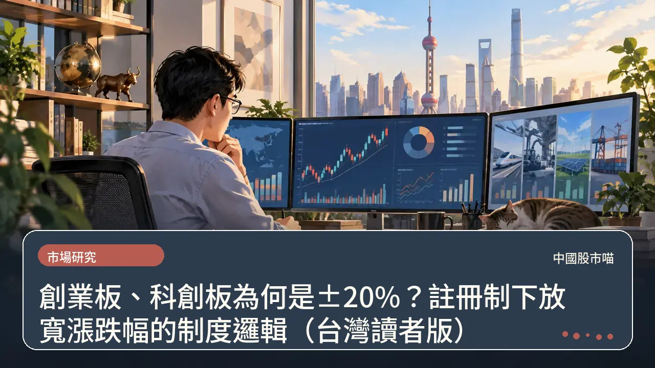 創業板、科創板為何是±20%？註冊制下放寬漲跌幅的制度邏輯（台灣讀者版）主題插畫