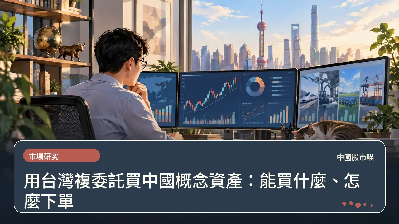用台灣複委託買中國概念資產：能買什麼、怎麼下單主題插畫