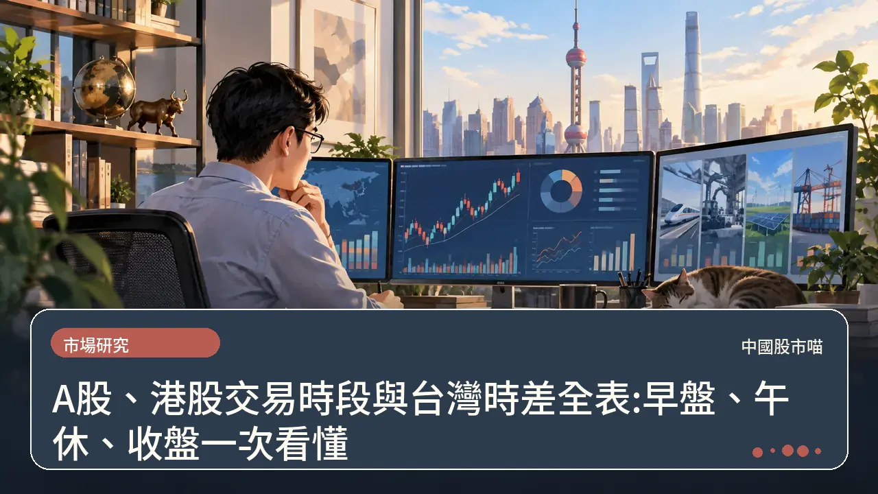 A股、港股交易時段與台灣時差全表:早盤、午休、收盤一次看懂主題插畫