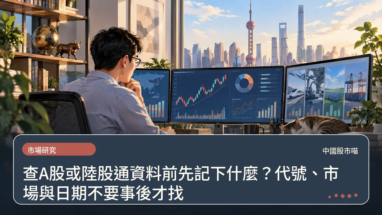 查A股或陸股通資料前先記下什麼？代號、市場與日期不要事後才找主題插畫